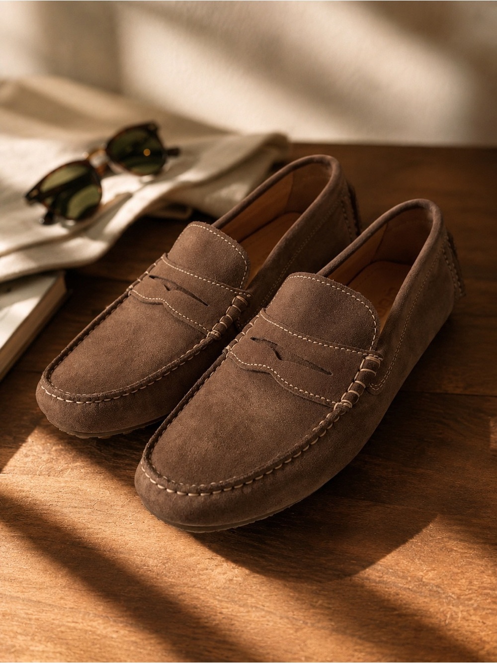 ECCO Brown Suede Driving Loafers Moccasins EU 42 Men’s